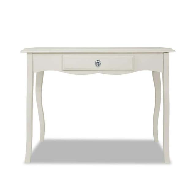 Rackhams Romance French Dressing Table with Drawer and Crystal Handle - Antique White, Grey tone - image 1