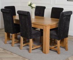 Rackhams Dakota Large Oak Dining Table with Washington Fabric Chairs - 6 chairs - Beige - thumbnail 3