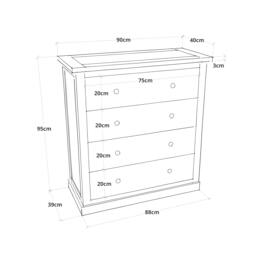 Rackhams Loreo 4 Drawer Chest of Drawers Bras Drop Handle - Light Grey - thumbnail 4