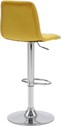 Rackhams Verona Velvet Kitchen Bar Stools, Single, Height Adjustable Gas Lift Stool With Backrest, Breakfast Bar Stool - Mustard Yellow - thumbnail 4