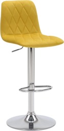 Rackhams Verona Velvet Kitchen Bar Stools, Single, Height Adjustable Gas Lift Stool With Backrest, Breakfast Bar Stool - Mustard Yellow - thumbnail 1