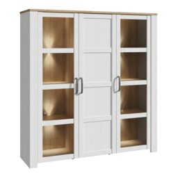 Rackhams Bohol Large Display Cabinet inc. 4x LED Lights in Riviera Oak/White - Full Assembly Required - Riviera Oak & White - Matt - thumbnail 3
