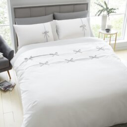 Rackhams Milo Bow Duvet Cover Set - White - Single