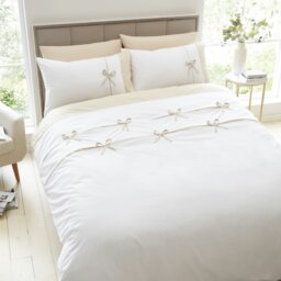 Rackhams Milo Bow Duvet Cover Set - White - Single - thumbnail 2