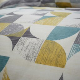 Rackhams Retro Circles Reversible Duvet Cover Set - Ochre - Double - thumbnail 3