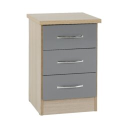 Rackhams Nevada 4 Door Wardrobe 4 Piece Bedroom Set - Grey Gloss and Light Oak - thumbnail 2