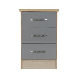 Rackhams Nevada 4 Door Wardrobe 4 Piece Bedroom Set - Grey Gloss and Light Oak - thumbnail 3