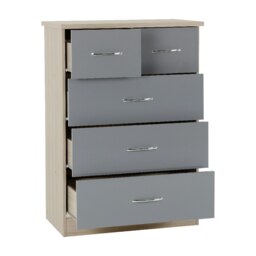 Rackhams Nevada 4 Door Wardrobe 4 Piece Bedroom Set - Grey Gloss and Light Oak - thumbnail 6
