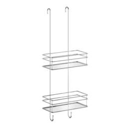 Rackhams Polished Chrome Stainless Steel Double Hanging Shower Basket - thumbnail 1