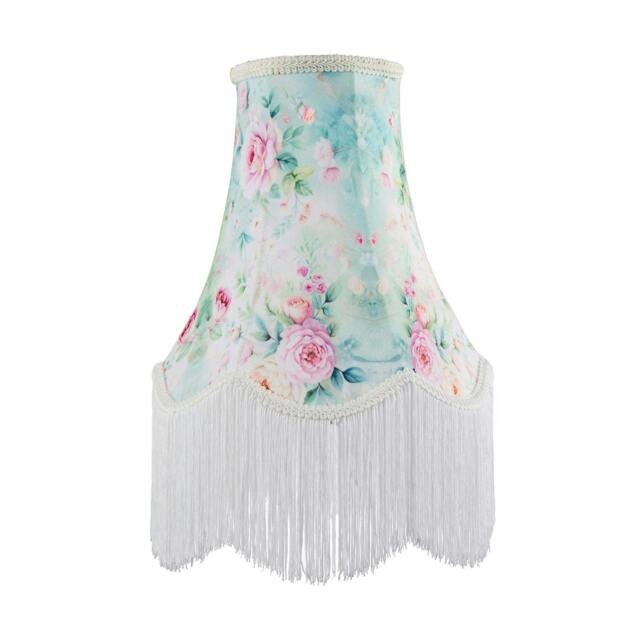 Rackhams Victorian Styled Vintage Tall Teal and Green Lampshade with Pink Roses - image 1