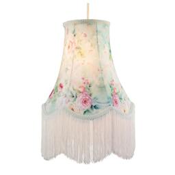Rackhams Victorian Styled Vintage Tall Teal and Green Lampshade with Pink Roses - thumbnail 2