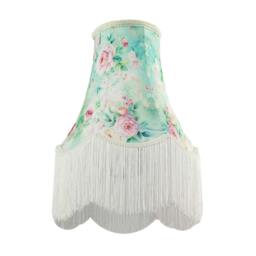 Rackhams Victorian Styled Vintage Tall Teal and Green Lampshade with Pink Roses - thumbnail 5