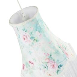 Rackhams Victorian Styled Vintage Tall Teal and Green Lampshade with Pink Roses - thumbnail 3