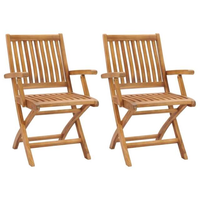 Rackhams Folding Garden Chairs 2 pcs Solid Teak Wood