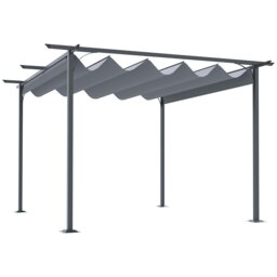 Rackhams 3.5x3.5m Pergola Metal Gazebo Backyard Porch Awning Retractable Canopy - Beige - Steel, Polyester - 350cm x 350cm x 230cm - thumbnail 6