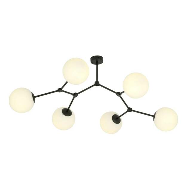 Rackhams SPACE Ceiling lamp 6 x E14 Black with White Shade - image 1
