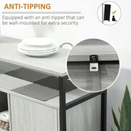 Rackhams Modern Sideboard, Steel Frame Storage Cabinet with 2 Doors and Adjustable Shelves for Living Room, Hallway, Light Grey - thumbnail 6