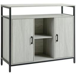 Rackhams Modern Sideboard, Steel Frame Storage Cabinet with 2 Doors and Adjustable Shelves for Living Room, Hallway, Light Grey - thumbnail 1