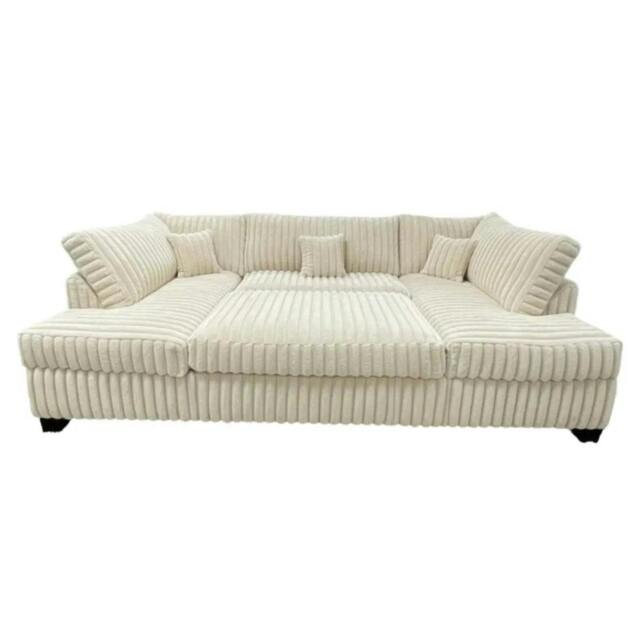 Rackhams Large Jumbo Cord Cinema Sofa - Cream - image 1