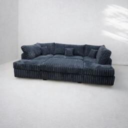 Rackhams Large Jumbo Cord Cinema Sofa - Cream - thumbnail 6
