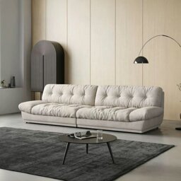 Rackhams Norbert Two Seater, Three Seater, Four Seater Sofa, Suede - Cream - Four Seater 330cm - thumbnail 1