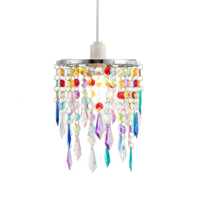 Rackhams Modern Waterfall Design Pendant Shade with Multi Colour Acrylic Drops and Beads - image 1