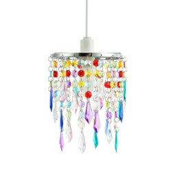 Rackhams Modern Waterfall Design Pendant Shade with Multi Colour Acrylic Drops and Beads - thumbnail 2