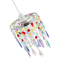 Rackhams Modern Waterfall Design Pendant Shade with Multi Colour Acrylic Drops and Beads - thumbnail 3