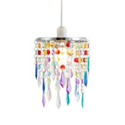 Rackhams Modern Waterfall Design Pendant Shade with Multi Colour Acrylic Drops and Beads