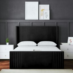 Rackhams Elara Ottoman Bed with Winged Panel Headboard - Black - Super King / 6ft - thumbnail 1