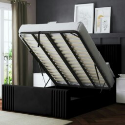 Rackhams Elara Ottoman Bed with Winged Panel Headboard - Black - Super King / 6ft - thumbnail 5