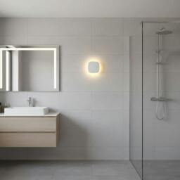 Rackhams 6 Watt Square White Bathroom Wall Mount Light Fixture - thumbnail 3