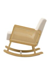 Rackhams Beige Linen Wooden Rocking Chair - Beige - thumbnail 3