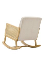 Rackhams Beige Linen Wooden Rocking Chair - Beige - thumbnail 2