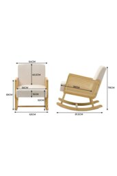 Rackhams Beige Linen Wooden Rocking Chair - Beige - thumbnail 6