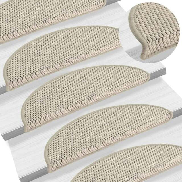 Rackhams Stair Mats Self-adhesive Sisal-Look 15 pcs 56x17x3 cm Taupe