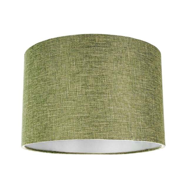 "Rackhams Contemporary Olive Green Plain Linen Fabric 10"" Drum Lamp Shade 60w Maximum" - image 1