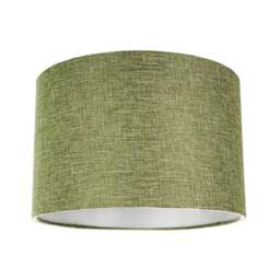"Rackhams Contemporary Olive Green Plain Linen Fabric 10"" Drum Lamp Shade 60w Maximum"