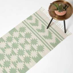 Rackhams Turin Green & Natural Kilim Cotton Rug - 240 x 300 cm - thumbnail 2