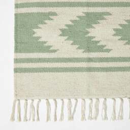 Rackhams Turin Green & Natural Kilim Cotton Rug - 240 x 300 cm - thumbnail 4