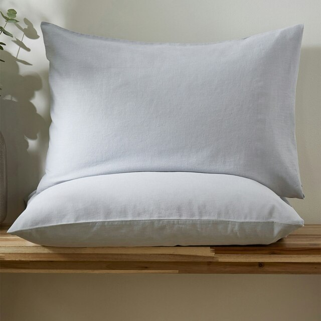 Rackhams Touch of Linen Pillowcase Pair - One Size - Sky Blue - image 1