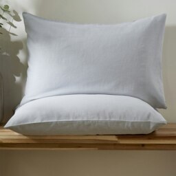 Rackhams Touch of Linen Pillowcase Pair - One Size - Sky Blue