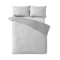 Rackhams So Soft Seersucker Stripe Grey Duvet Cover Set - Double - thumbnail 3
