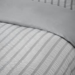 Rackhams So Soft Seersucker Stripe Grey Duvet Cover Set - Double - thumbnail 6