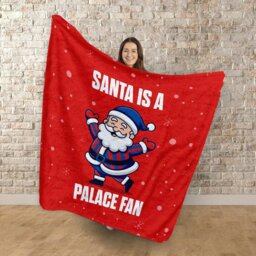 Rackhams Santa is a Palace Football Fan - Luxury Fleece Blanket 150cm X 150cm - thumbnail 2