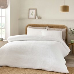 Rackhams Crinkle Seersucker Duvet Cover Set White - King - White