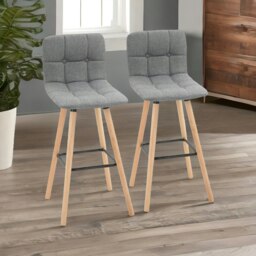 Rackhams Set Of 2 Wooden Bar Stools With Backs & Footrest For Kitchen Bar - thumbnail 4