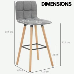 Rackhams Set Of 2 Wooden Bar Stools With Backs & Footrest For Kitchen Bar - thumbnail 6