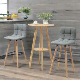 Rackhams Set Of 2 Wooden Bar Stools With Backs & Footrest For Kitchen Bar - thumbnail 2