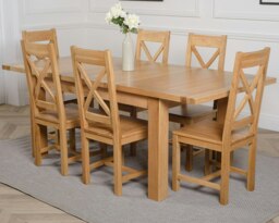 Rackhams Seattle Oak Extending Dining Table with Berkeley Oak Chairs - Natural Oak - 8 chairs - thumbnail 4
